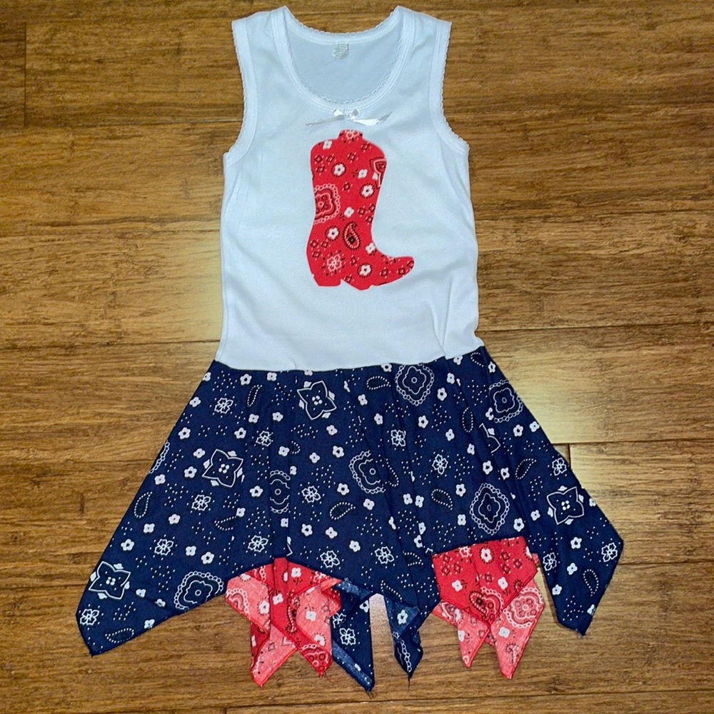 Beary Basics Girls Red Boot Handkerchief Dress size 6